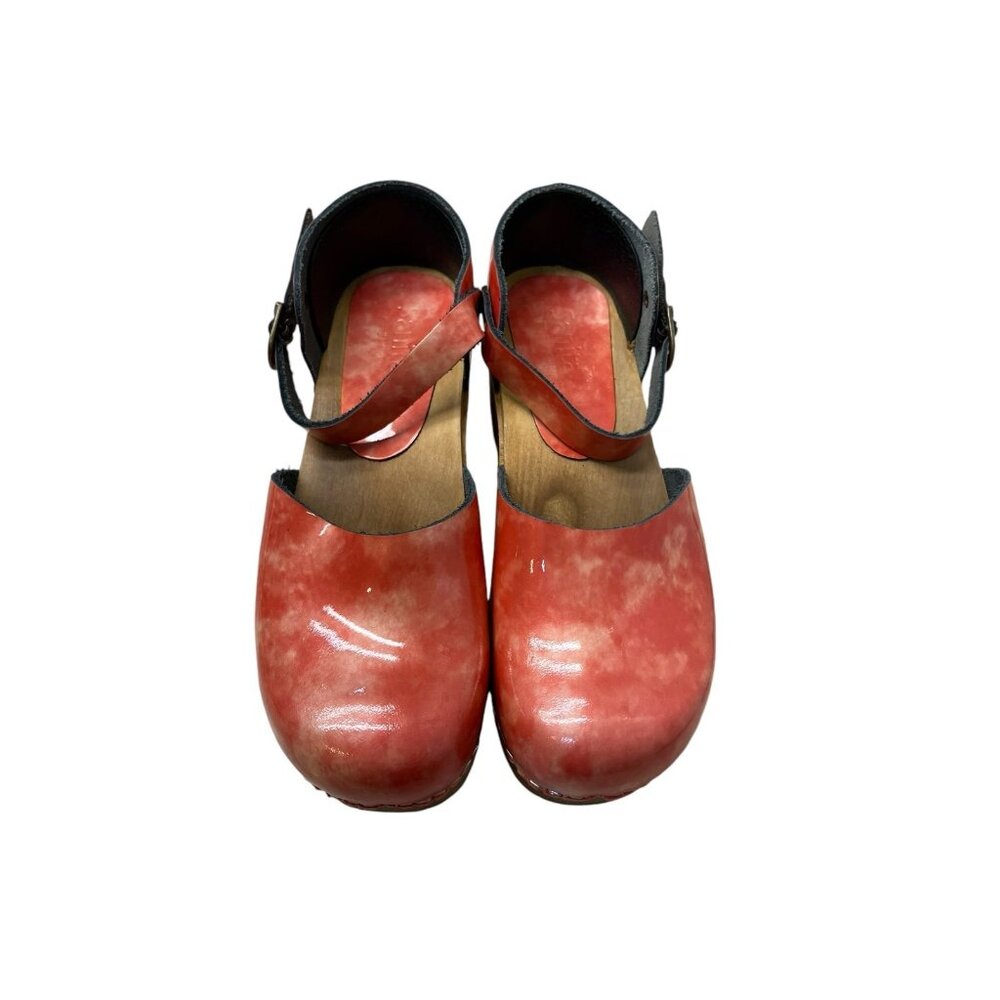Sanita Orange and White Mules & Clogs with Distressed Leather